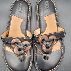 Women's Black and Brown Sandals